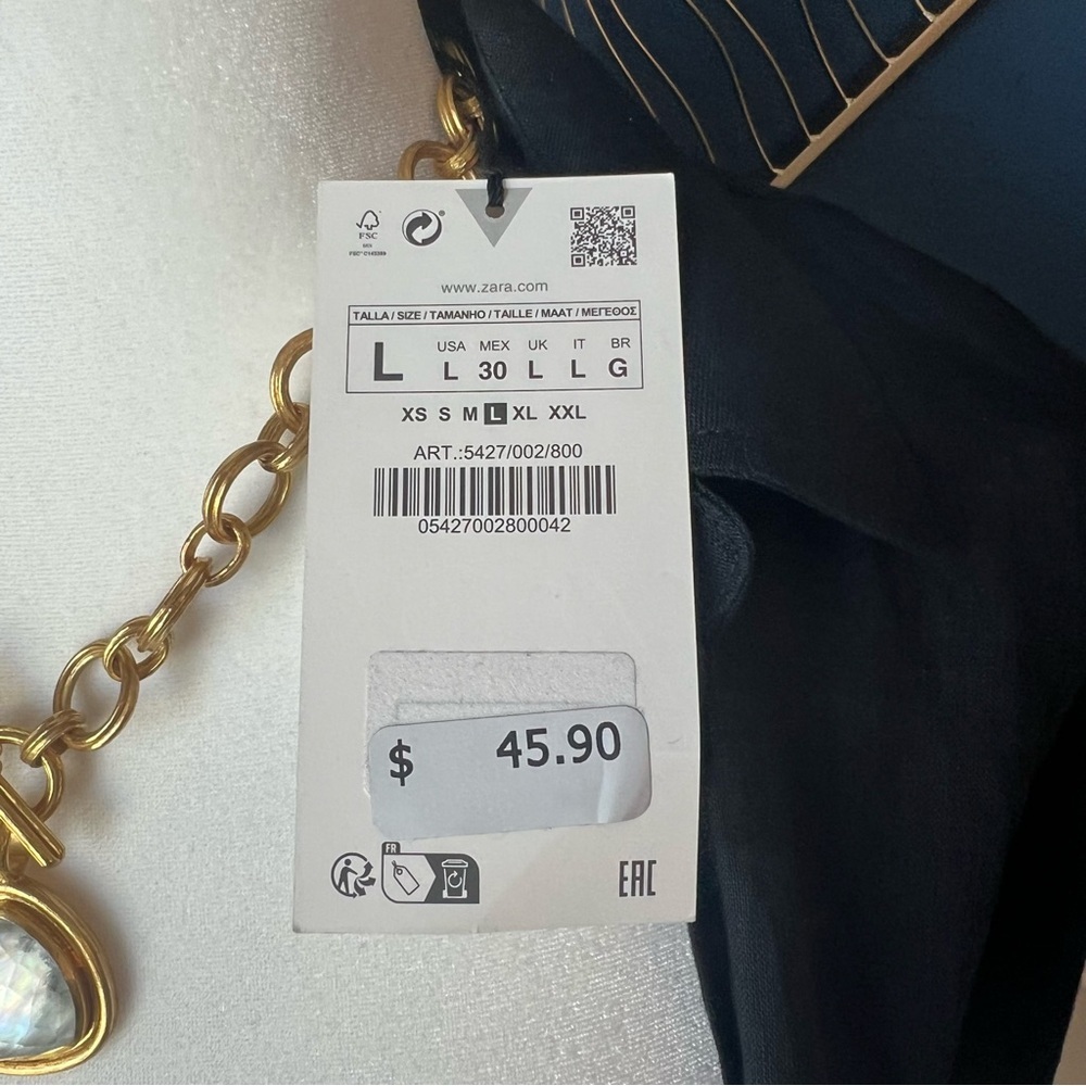 NWT Elegant 100% Linen Black Wrap Top - Picture 6 of 9